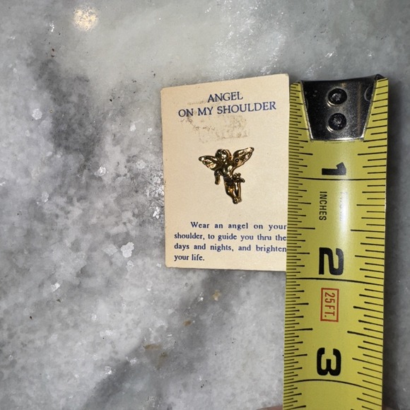 Vintage Angel On My Shoulder Pin Gold Tone Rhinestone Collectible Vintage - Picture 4 of 4